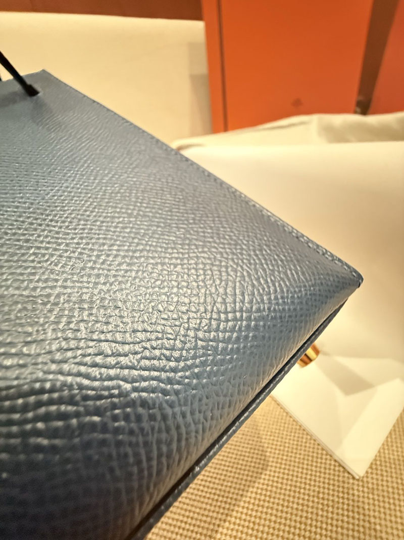 レディース エルメス バッグ HERMES ケリー25 外縫い ディープブルー ヴォーエプソン ゴールド金具 2526022 - 画像 (2)