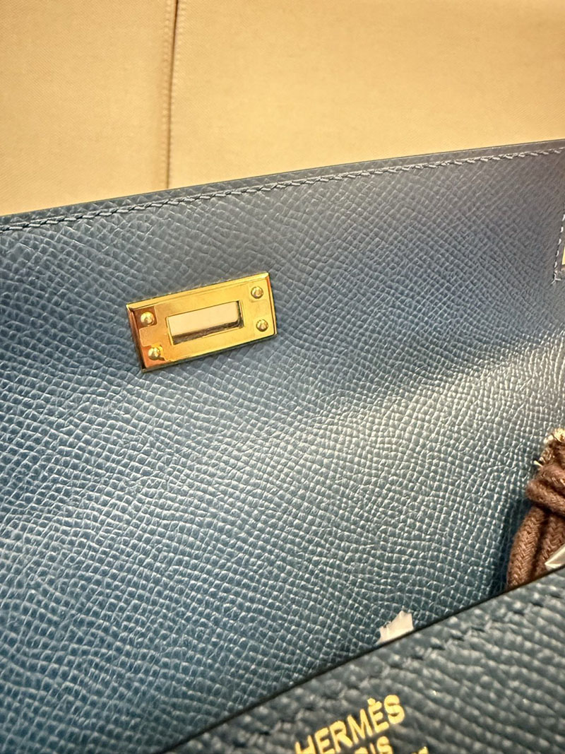 レディース エルメス バッグ HERMES ケリー25 外縫い ディープブルー ヴォーエプソン ゴールド金具 2526022 - 画像 (9)
