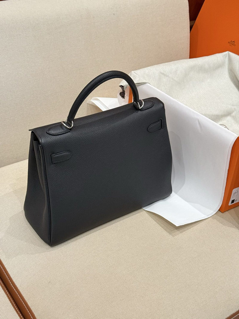 レディース エルメス バッグ HERMES ケリー32/内縫 黒 ブラック トゴ シルバー金具 2526024 ケリー32 定価 - 画像 (12)