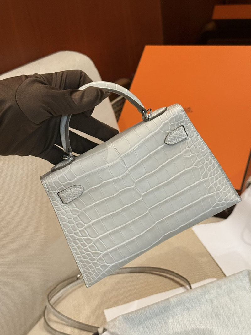 レディース エルメス バッグ HERMES ケリーミニ2 外縫い クレ クロコダイル シルバー金具 2526029 ミニケリー クロコ 定価 - 画像 (6)