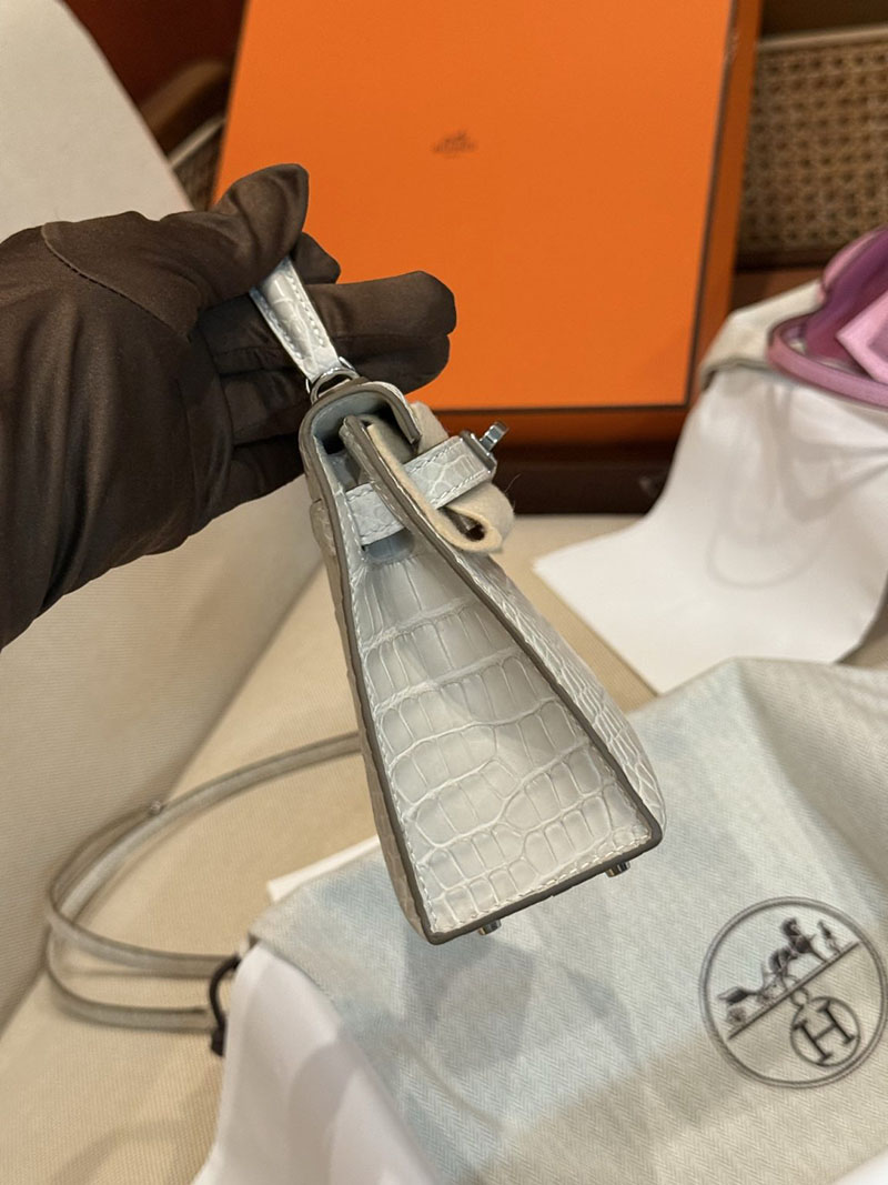 レディース エルメス バッグ HERMES ケリーミニ2 外縫い クレ クロコダイル シルバー金具 2526029 ミニケリー クロコ 定価 - 画像 (5)