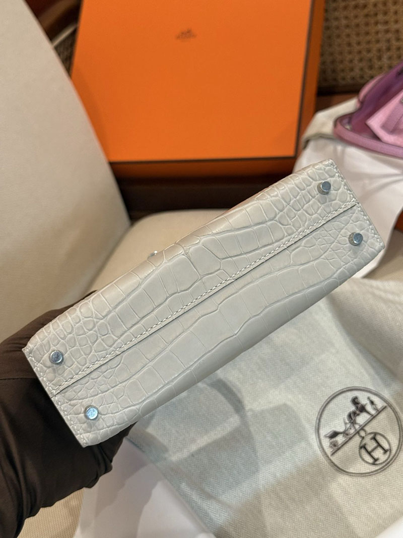 レディース エルメス バッグ HERMES ケリーミニ2 外縫い クレ クロコダイル シルバー金具 2526029 ミニケリー クロコ 定価 - 画像 (3)
