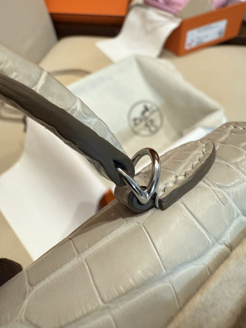 レディース エルメス バッグ HERMES ケリーミニ2 外縫い クレ クロコダイル シルバー金具 2526029 ミニケリー クロコ 定価 - 画像 (17)