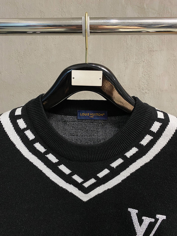 最高級ルイヴィトンスーパーコピー LV インターシャ クルーネック ニット ブラック 2525057 ルイヴィトン セーター メンズ - 画像 (9)