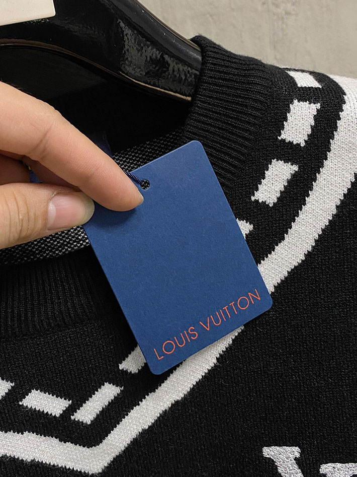 最高級ルイヴィトンスーパーコピー LV インターシャ クルーネック ニット ブラック 2525057 ルイヴィトン セーター メンズ - 画像 (6)