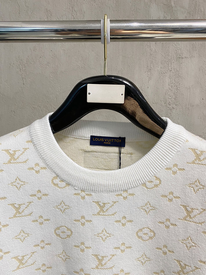 最高級ルイヴィトンスーパーコピー LV モノグラムポインテールコットンニットセーター ホワイト 2525061 ヴィトン ニット メンズ - 画像 (9)
