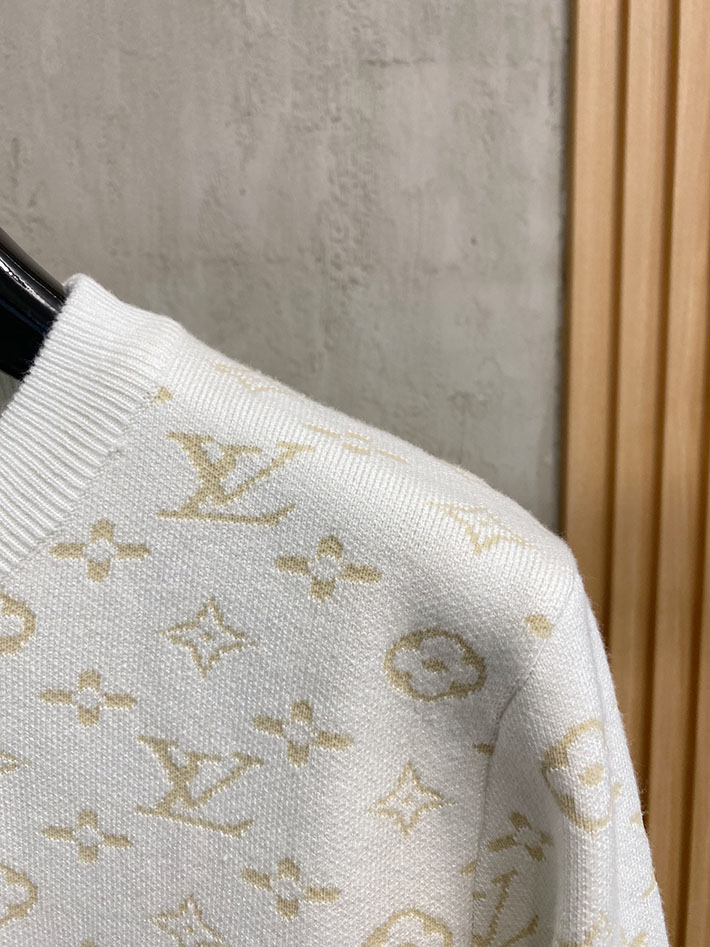 最高級ルイヴィトンスーパーコピー LV モノグラムポインテールコットンニットセーター ホワイト 2525061 ヴィトン ニット メンズ - 画像 (8)