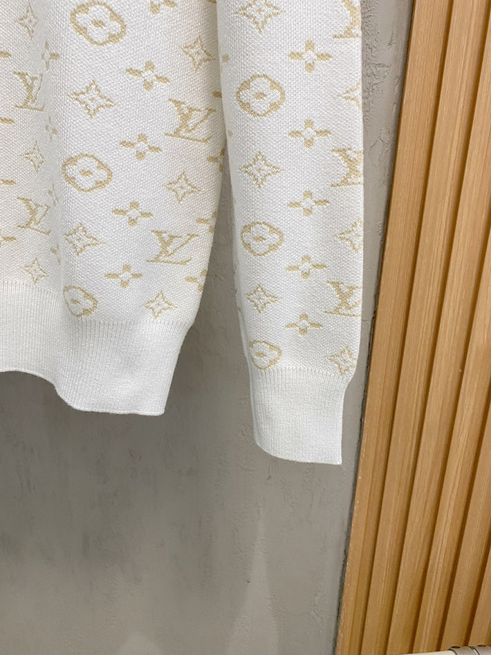 最高級ルイヴィトンスーパーコピー LV モノグラムポインテールコットンニットセーター ホワイト 2525061 ヴィトン ニット メンズ - 画像 (5)