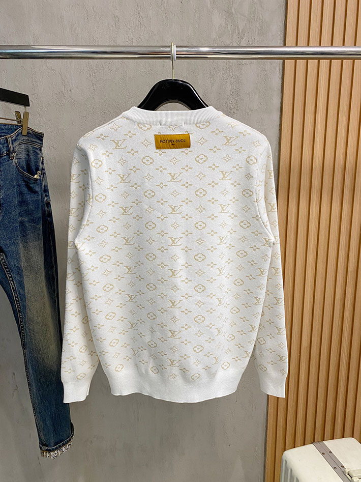 最高級ルイヴィトンスーパーコピー LV モノグラムポインテールコットンニットセーター ホワイト 2525061 ヴィトン ニット メンズ - 画像 (3)