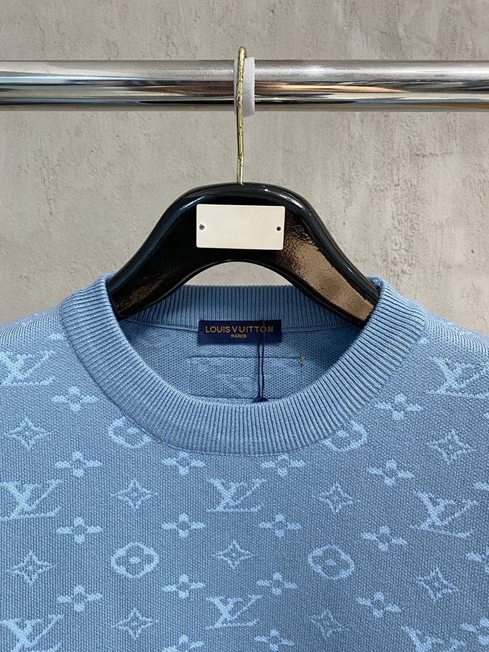 最高級ルイヴィトンスーパーコピー LV モノグラムポインテールコットンニットセーター ブルー 2525062 ヴィトン ニット メンズ - 画像 (9)
