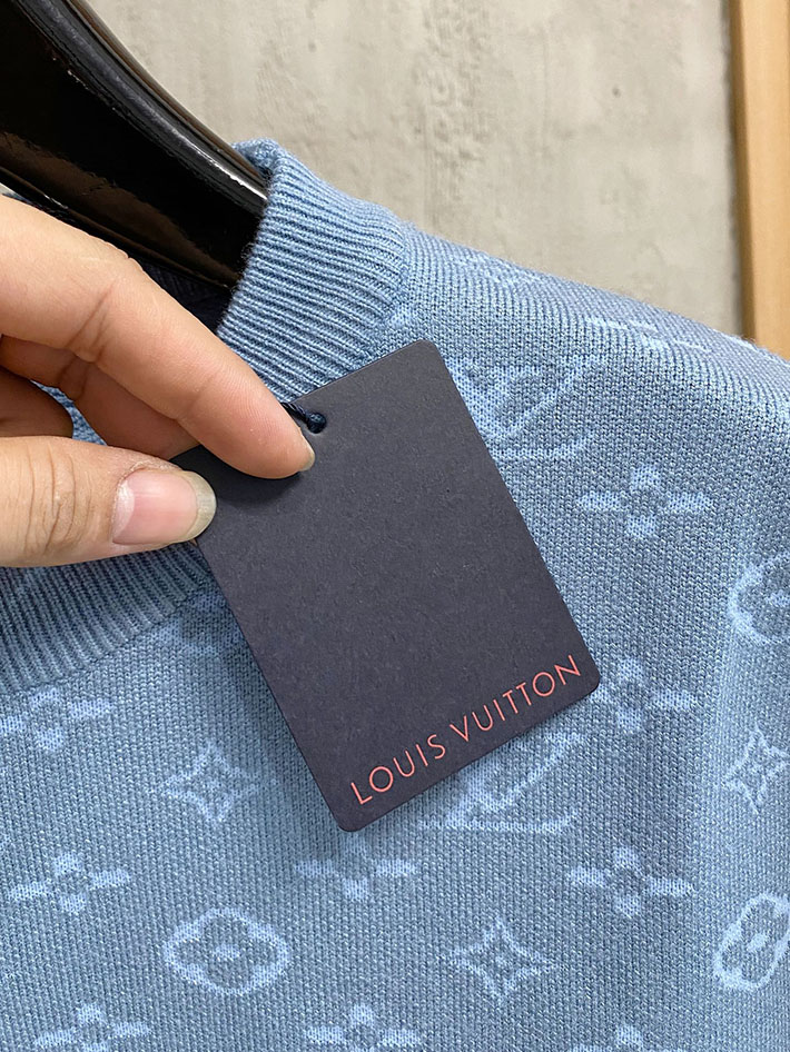最高級ルイヴィトンスーパーコピー LV モノグラムポインテールコットンニットセーター ブルー 2525062 ヴィトン ニット メンズ - 画像 (6)