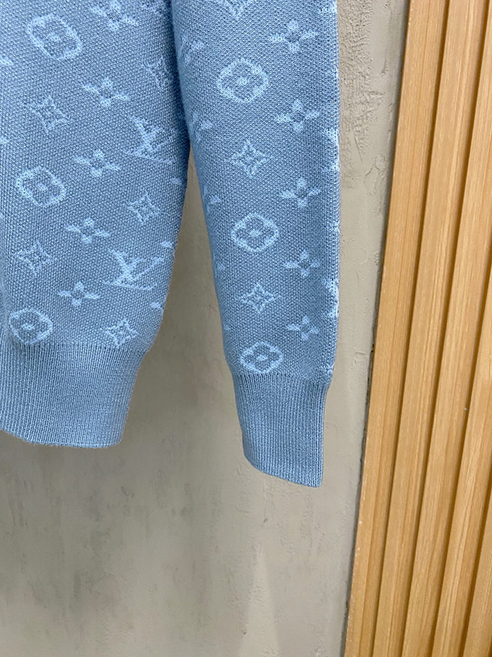 最高級ルイヴィトンスーパーコピー LV モノグラムポインテールコットンニットセーター ブルー 2525062 ヴィトン ニット メンズ - 画像 (5)
