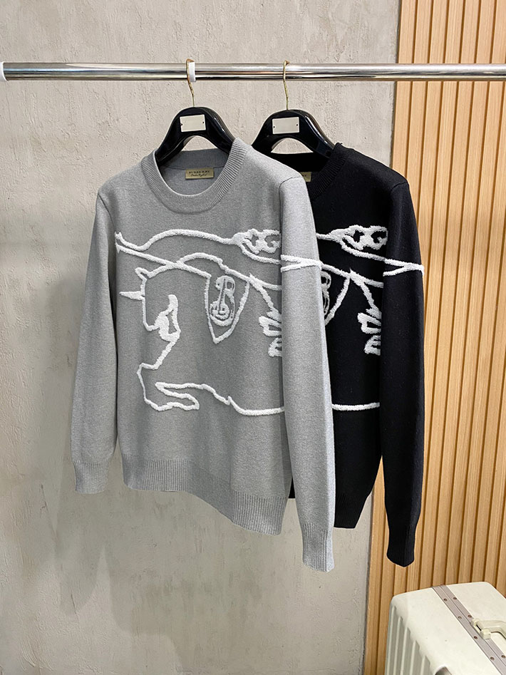 最高級バーバリースーパーコピー BURBERRY クルーネックセーター ニット グレー 2525065 バーバリー メンズ ニット - 画像 (2)