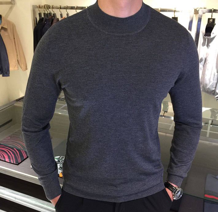 最高級ロロ・ピアーナスーパーコピー LoroPiana カシミヤハイゲージモックネックニット グレー 2525181 セーター メンズ 人気 - 画像 (9)