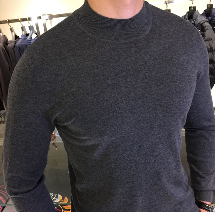 最高級ロロ・ピアーナスーパーコピー LoroPiana カシミヤハイゲージモックネックニット グレー 2525181 セーター メンズ 人気 - 画像 (5)