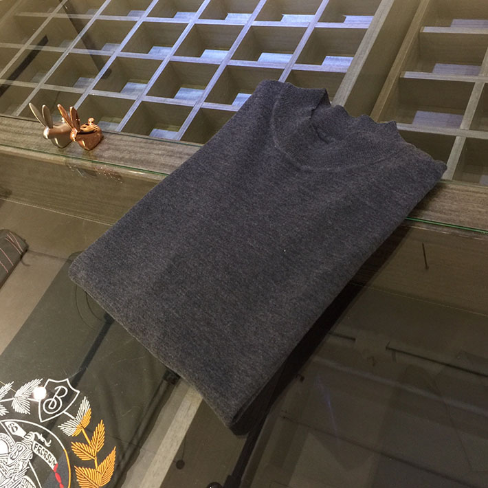 最高級ロロ・ピアーナスーパーコピー LoroPiana カシミヤハイゲージモックネックニット グレー 2525181 セーター メンズ 人気 - 画像 (2)