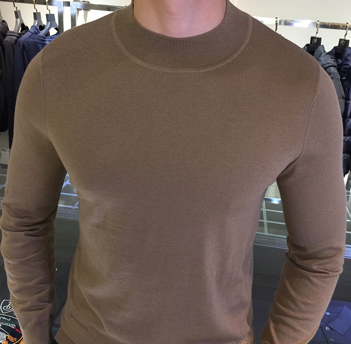 最高級ロロ・ピアーナスーパーコピー LoroPiana カシミヤハイゲージモックネックニット ブラウン 2525182 セーター メンズ 人気 - 画像 (7)
