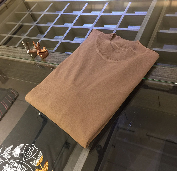 最高級ロロ・ピアーナスーパーコピー LoroPiana カシミヤハイゲージモックネックニット ブラウン 2525182 セーター メンズ 人気 - 画像 (2)