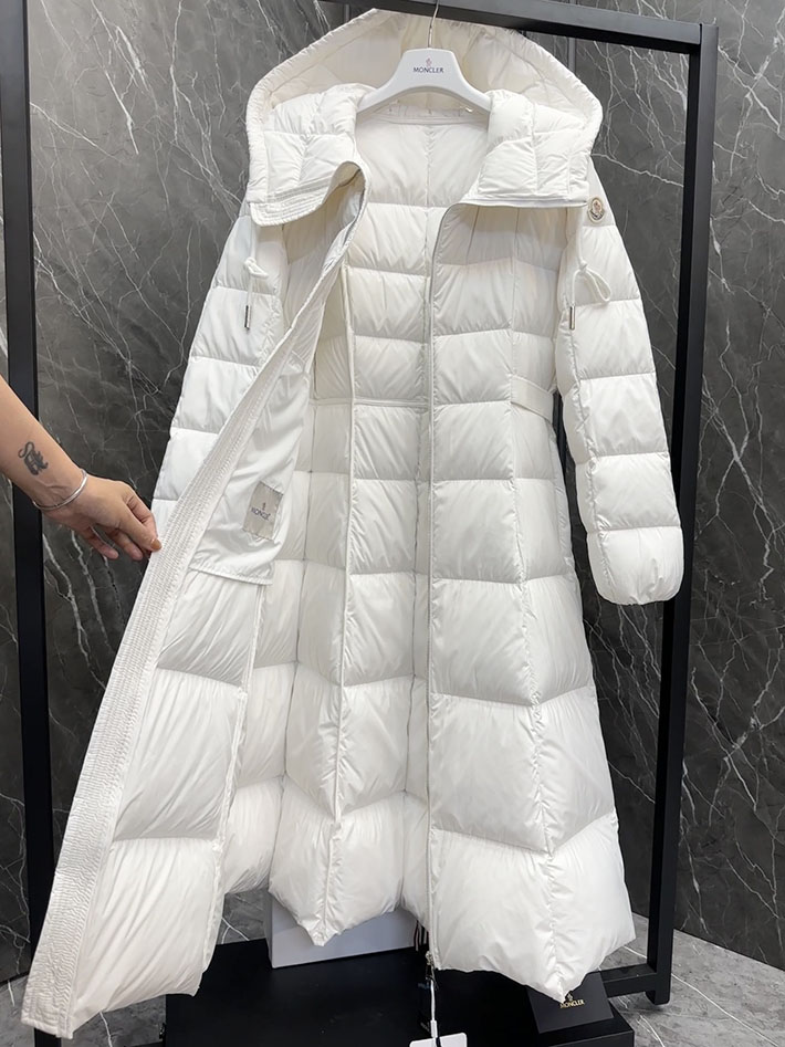 最高級モンクレールスーパーコピー Moncler CAILLE Long Coat ダウンコート フード付き ホワイト 2525196 モンクレール ロングダウン レディース - 画像 (4)