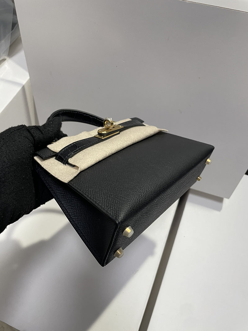 エルメス HERMES ケリーミニ2 タッチ 黒 ブラック ヴォーエプソン/クロコダイル アリゲーターマット ゴールド金具 2526256 - 画像 (5)