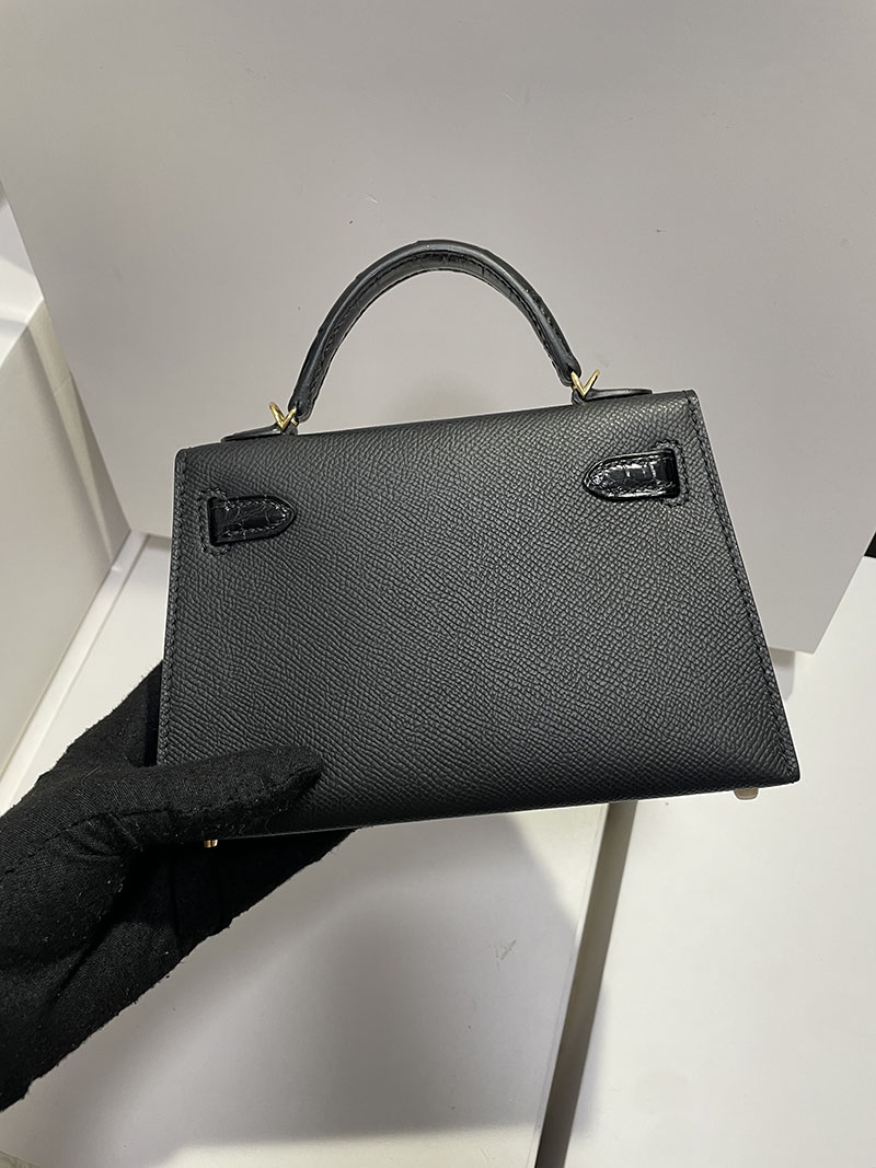 エルメス HERMES ケリーミニ2 タッチ 黒 ブラック ヴォーエプソン/クロコダイル アリゲーターマット ゴールド金具 2526256 - 画像 (3)