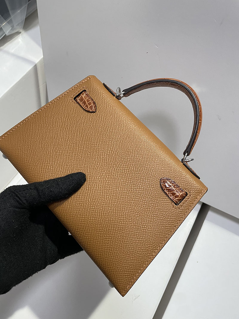 エルメス HERMES ケリーミニ2 タッチ ゴールド ヴォーエプソン/クロコダイル アリゲーターマット シルバー金具 2526257 - 画像 (4)