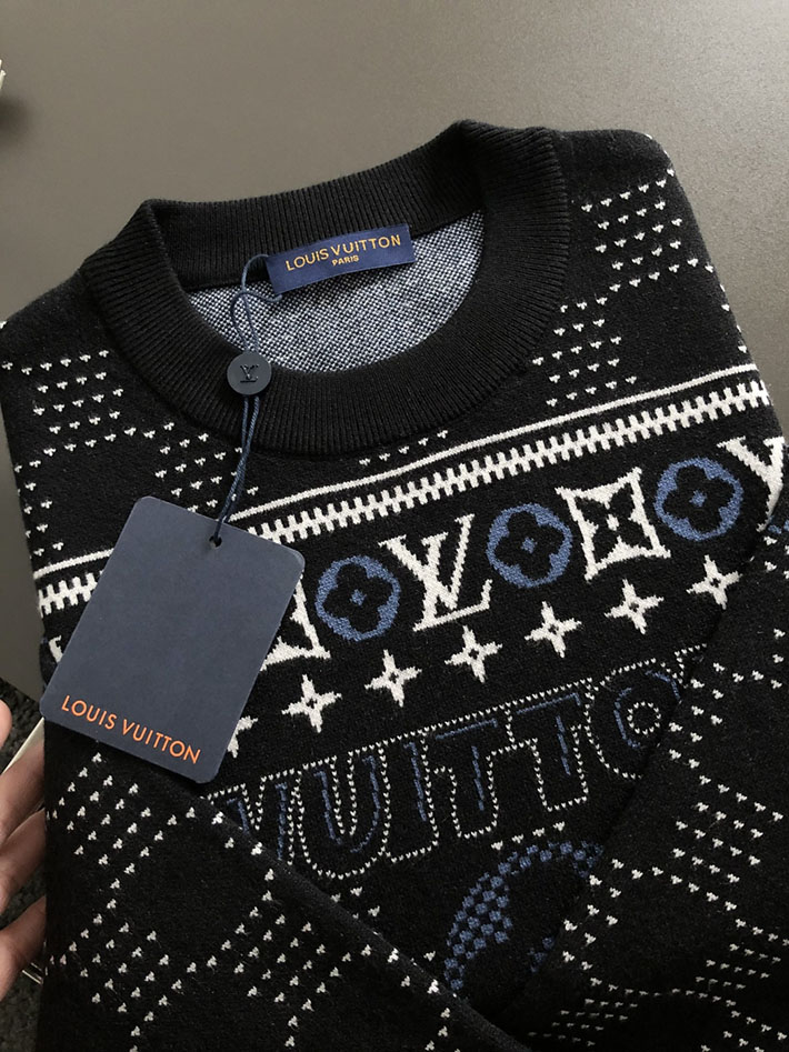 ルイヴィトン ジャカードウールプルオーバー 1AGJUA ブラック Louis Vuitton ルイヴィトン ジャガードニット - 画像 (4)