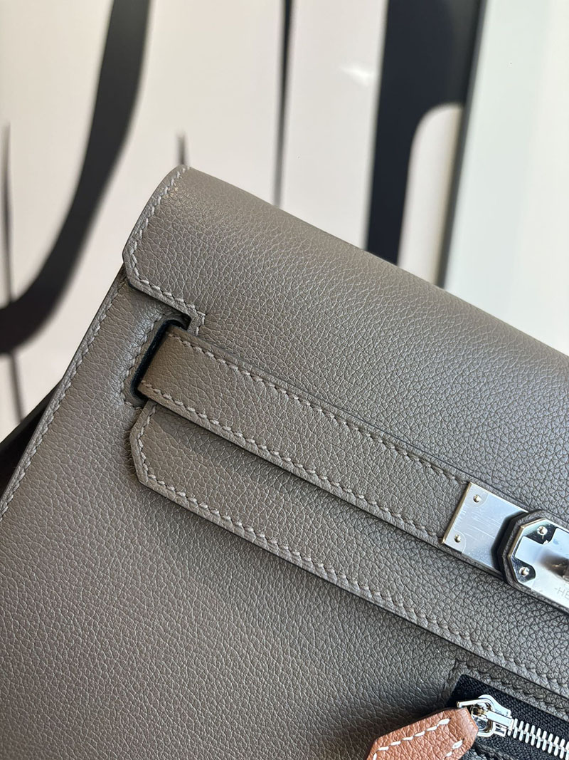 エルメス メンズ バッグ HERMES ケリーデペッシュ25 グリメイヤー/黒 ブラック エバーカラー シルバー金具 2526284 ケリーデペッシュ 25 定価 - 画像 (8)