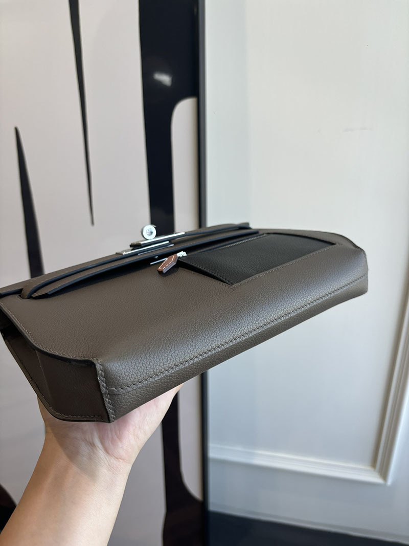 エルメス メンズ バッグ HERMES ケリーデペッシュ25 グリメイヤー/黒 ブラック エバーカラー シルバー金具 2526284 ケリーデペッシュ 25 定価 - 画像 (2)