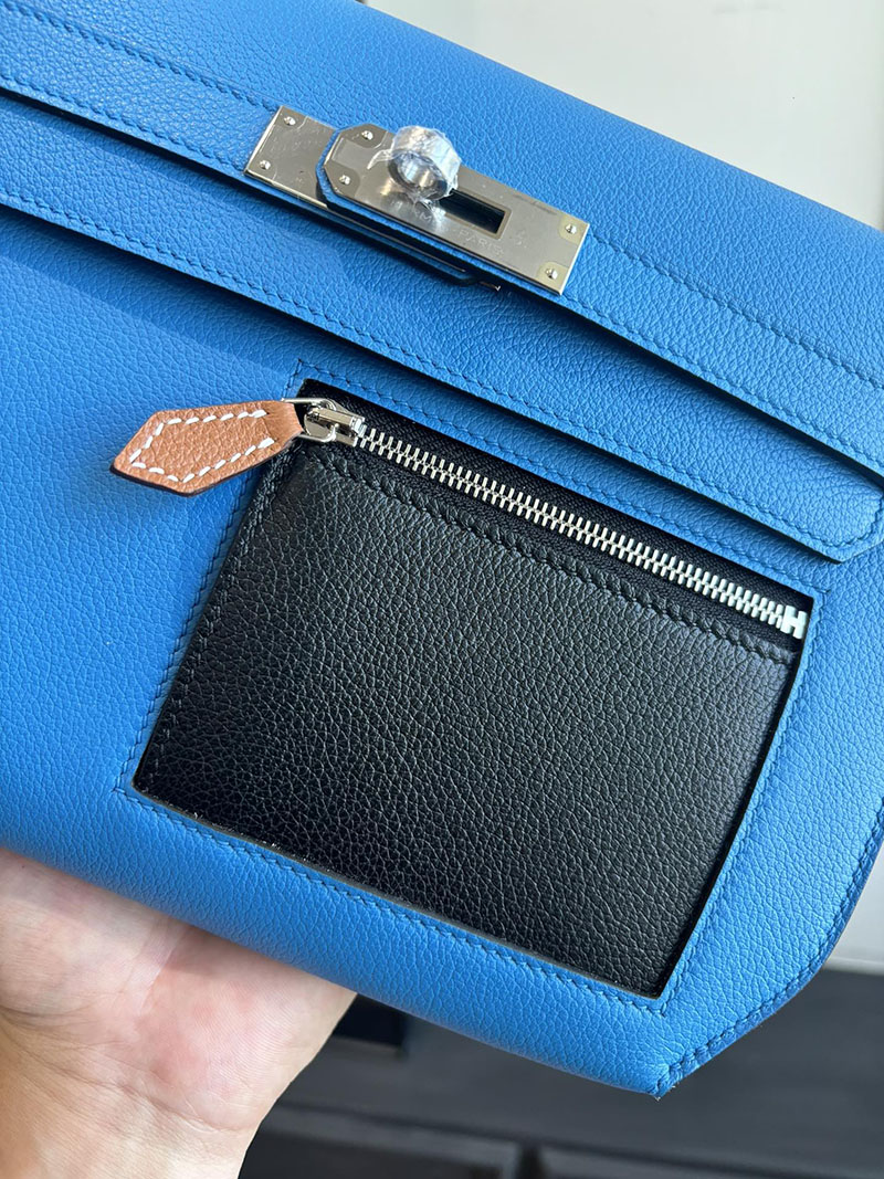 エルメス メンズ バッグ HERMES ケリーデペッシュ25 ブルーフリーダ/黒 ブラック エバーカラー シルバー金具 2526285 ケリーデペッシュ 25 定価 - 画像 (8)