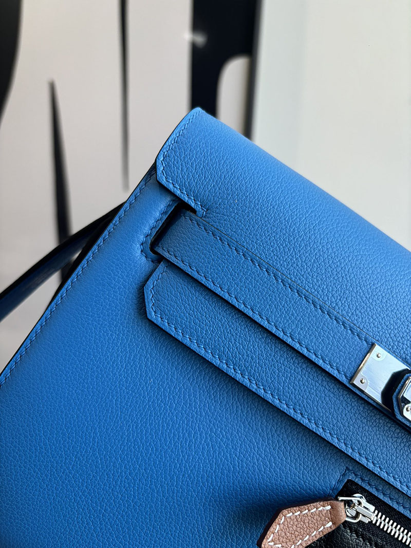 エルメス メンズ バッグ HERMES ケリーデペッシュ25 ブルーフリーダ/黒 ブラック エバーカラー シルバー金具 2526285 ケリーデペッシュ 25 定価 - 画像 (7)