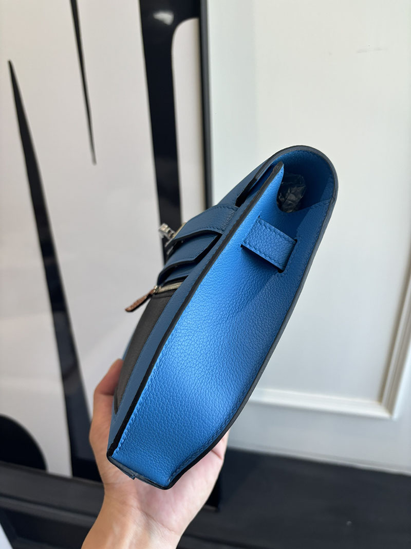 エルメス メンズ バッグ HERMES ケリーデペッシュ25 ブルーフリーダ/黒 ブラック エバーカラー シルバー金具 2526285 ケリーデペッシュ 25 定価 - 画像 (6)