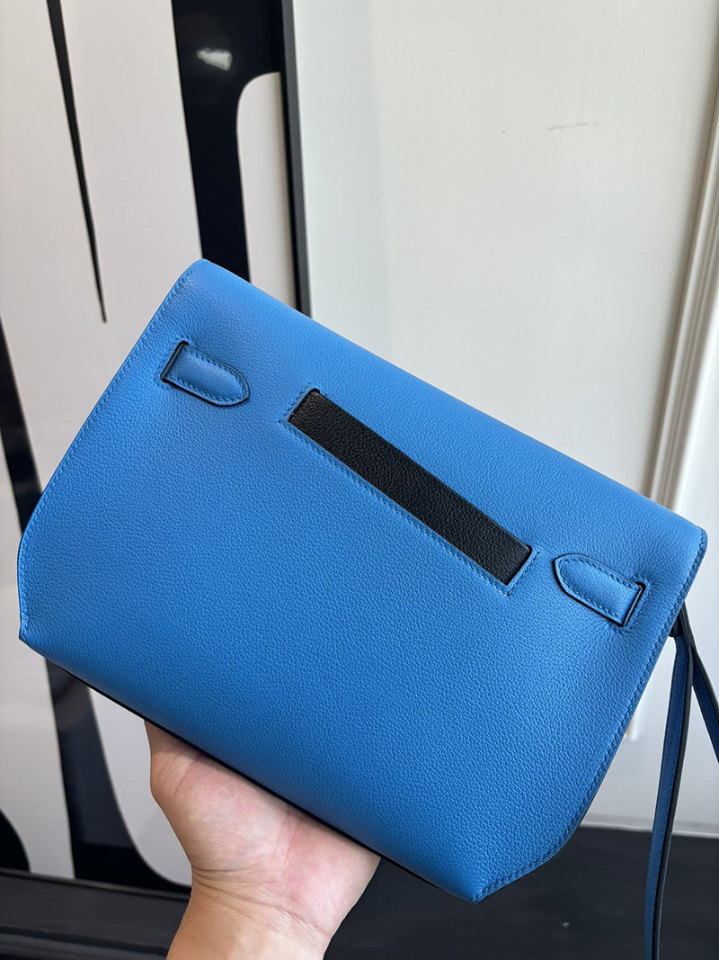 エルメス メンズ バッグ HERMES ケリーデペッシュ25 ブルーフリーダ/黒 ブラック エバーカラー シルバー金具 2526285 ケリーデペッシュ 25 定価 - 画像 (5)