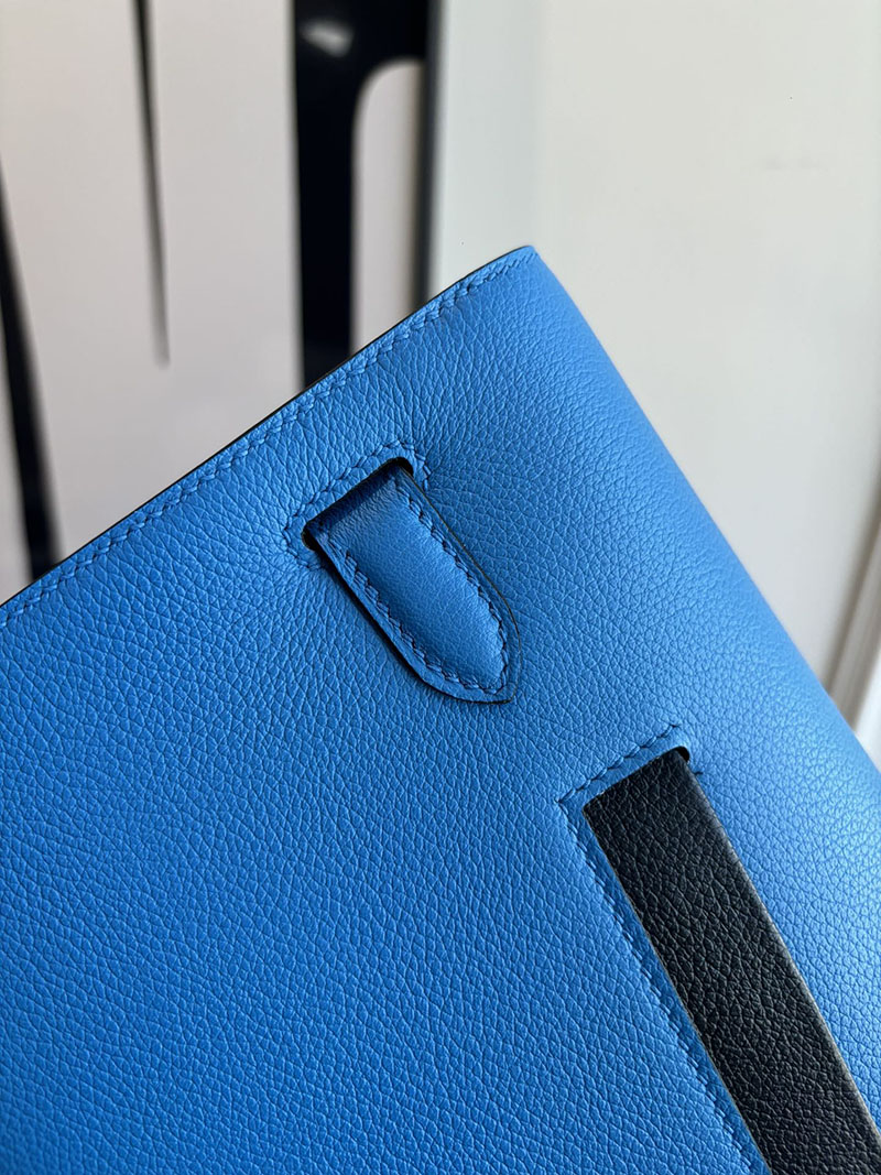 エルメス メンズ バッグ HERMES ケリーデペッシュ25 ブルーフリーダ/黒 ブラック エバーカラー シルバー金具 2526285 ケリーデペッシュ 25 定価 - 画像 (4)