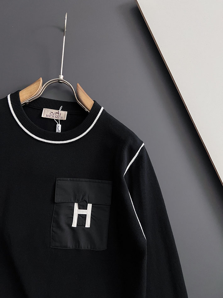 最高級エルメススーパーコピー服 HERMES empreintes sellier cuir トレーナー ブラック 2525324 エルメス トレーナー メンズ - 画像 (8)