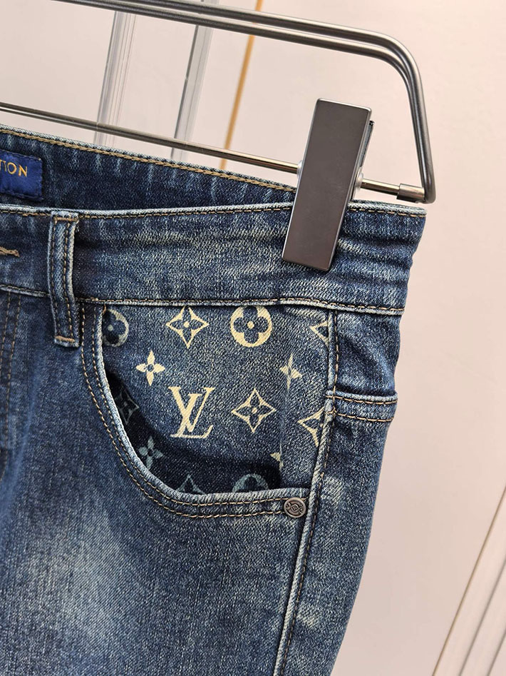最高級ルイヴィトンスーパーコピー服 Vuitton デニムパンツ ボトムス ポケット刺繍 2525341 ヴィトン デニム メンズ - 画像 (4)