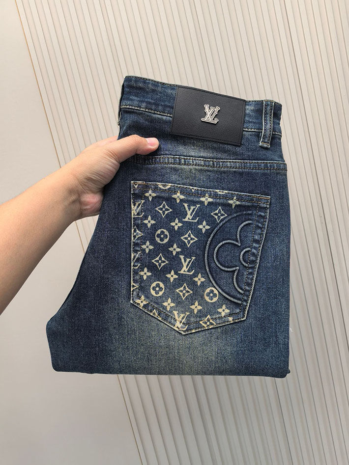 最高級ルイヴィトンスーパーコピー服 Vuitton デニムパンツ ボトムス ポケット刺繍 2525341 ヴィトン デニム メンズ - 画像 (2)