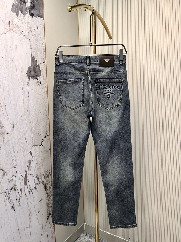 最高級プラダスーパーコピー PRADA ウォッシュ加工 メタルロゴ ボタンフライ ハイライズ ジーンズ 2525345 プラダ デニム メンズ - 画像 (9)