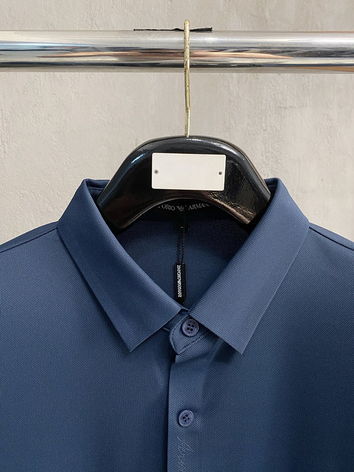 最高級アルマーニスーパーコピー ARMANI リネンブレンド ワンポイント オープンカラー ブルー 2525527 アルマーニ ワイシャツ ビジネス - 画像 (9)