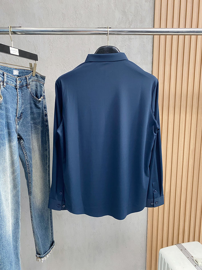 最高級アルマーニスーパーコピー ARMANI リネンブレンド ワンポイント オープンカラー ブルー 2525527 アルマーニ ワイシャツ ビジネス - 画像 (2)