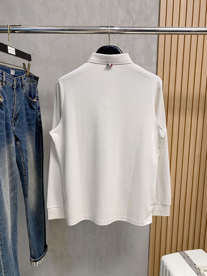 最高級トムブラウンスーパーコピー Thom Browne ストライプ ロングスリーブ ポロシャツ ホワイト 2525529 トム・ブラウン ポロシャツ 長袖 - 画像 (3)