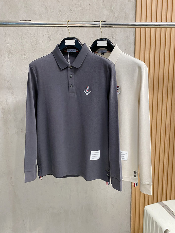最高級トムブラウンスーパーコピー Thom Browne ストライプ ロングスリーブ ポロシャツ ホワイト 2525529 トム・ブラウン ポロシャツ 長袖 - 画像 (2)