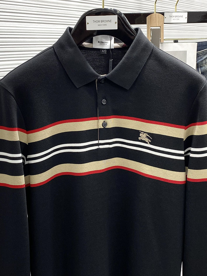 最高級バーバリースーパーコピー BURBERRY アイコンストライプ ポロシャツ 長袖 ブラック 2525664 バーバリー ポロシャツ メンズ - 画像 (8)