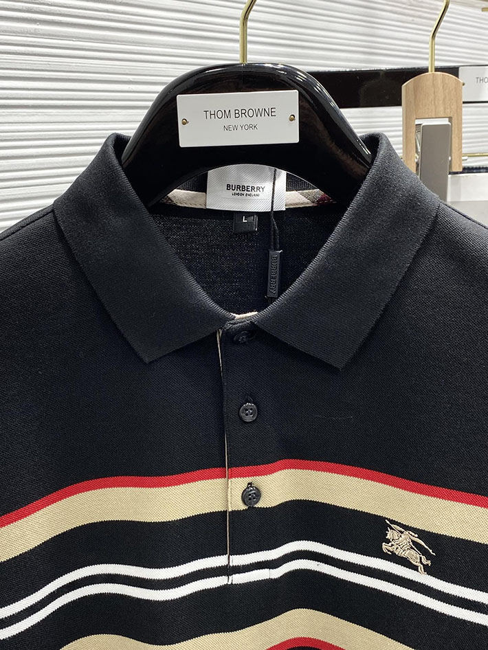 最高級バーバリースーパーコピー BURBERRY アイコンストライプ ポロシャツ 長袖 ブラック 2525664 バーバリー ポロシャツ メンズ - 画像 (7)