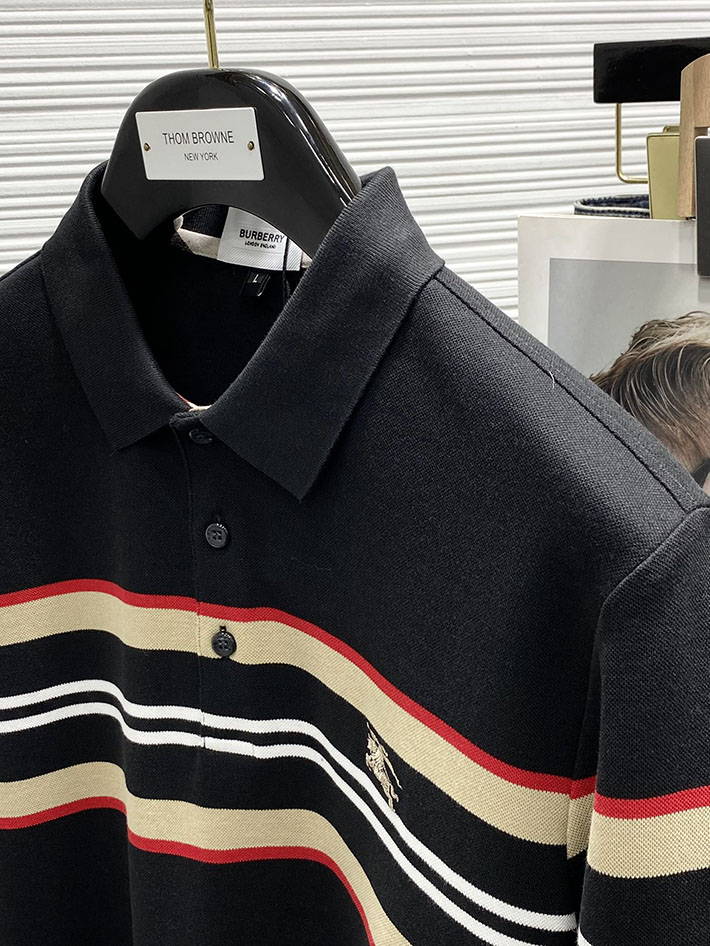 最高級バーバリースーパーコピー BURBERRY アイコンストライプ ポロシャツ 長袖 ブラック 2525664 バーバリー ポロシャツ メンズ - 画像 (6)