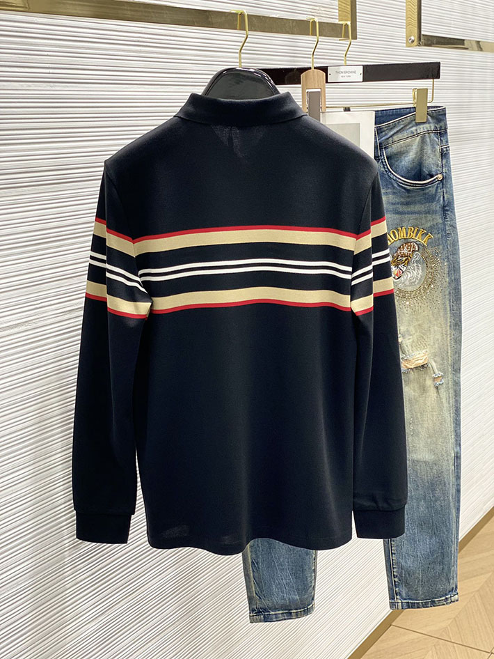 最高級バーバリースーパーコピー BURBERRY アイコンストライプ ポロシャツ 長袖 ブラック 2525664 バーバリー ポロシャツ メンズ - 画像 (2)