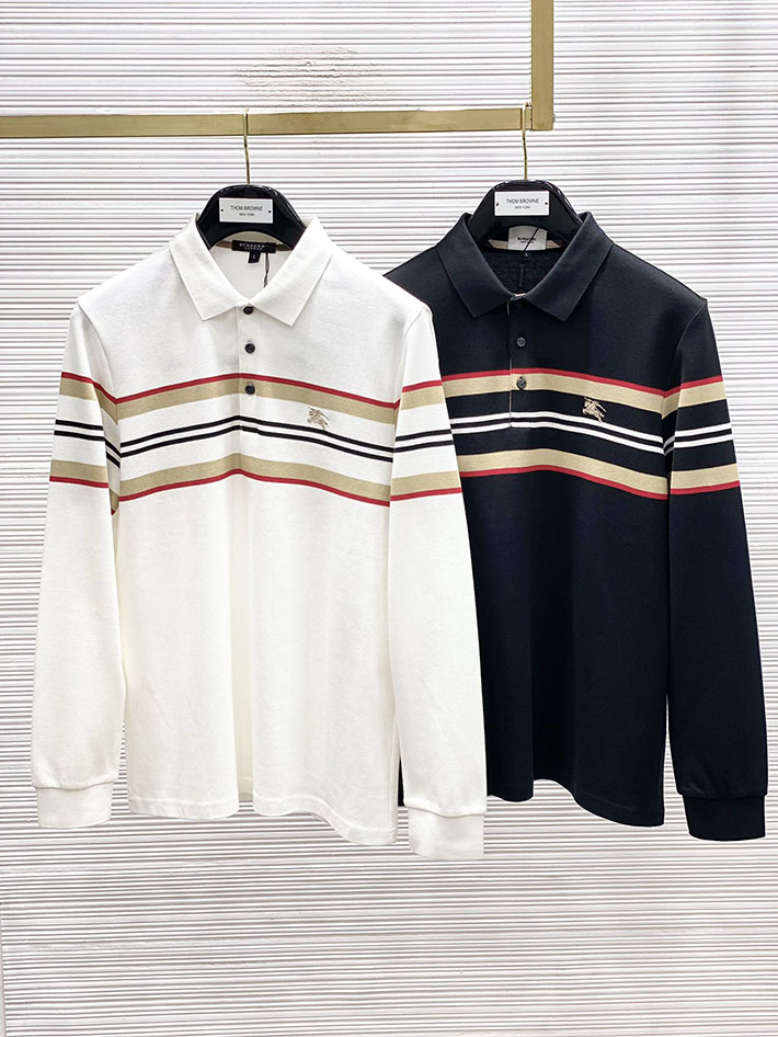 最高級バーバリースーパーコピー BURBERRY アイコンストライプ ポロシャツ 長袖 ホワイト 2525665 バーバリー ポロシャツ メンズ - 画像 (9)