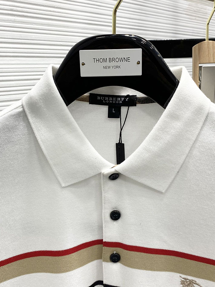 最高級バーバリースーパーコピー BURBERRY アイコンストライプ ポロシャツ 長袖 ホワイト 2525665 バーバリー ポロシャツ メンズ - 画像 (7)