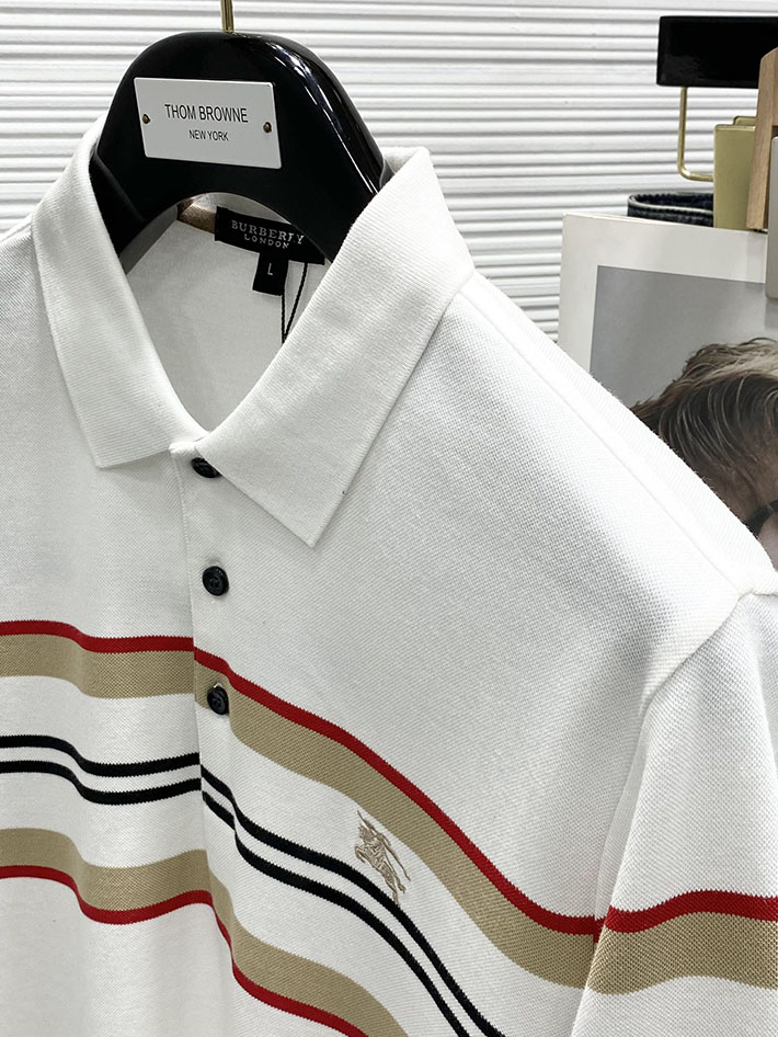 最高級バーバリースーパーコピー BURBERRY アイコンストライプ ポロシャツ 長袖 ホワイト 2525665 バーバリー ポロシャツ メンズ - 画像 (6)