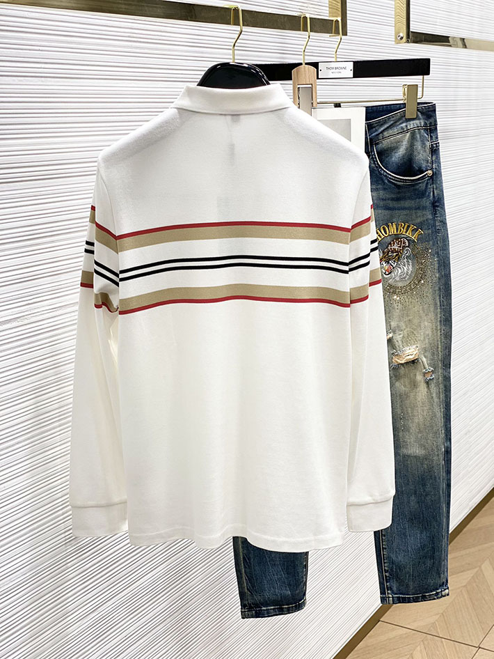 最高級バーバリースーパーコピー BURBERRY アイコンストライプ ポロシャツ 長袖 ホワイト 2525665 バーバリー ポロシャツ メンズ - 画像 (2)